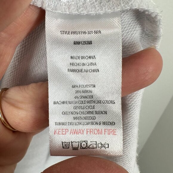 Rae Dunn Size Large Baby Blue White Striped Hooded Sweatshirt Good Vibes Camping - Picture 3 of 5